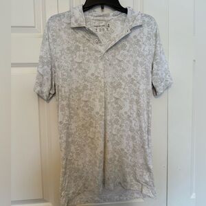 Abercrombie Men’s Performance Polo Floral Tan Beige UV Protection Medium TALL